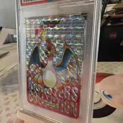 PSA 8 Charizard Prism 1996 Pokemon Carddass Bandai Part 1 Green Holo Vtg Japan - Image 2