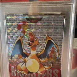 PSA 8 Charizard Prism 1996 Pokemon Carddass Bandai Part 1 Green Holo Vtg Japan - Image 3