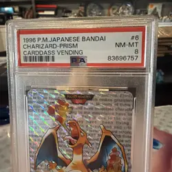 PSA 8 Charizard Prism 1996 Pokemon Carddass Bandai Part 1 Green Holo Vtg Japan - Image 4