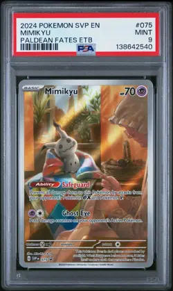 2024 Pokemon Mimikyu Paldean Fates ETB Illustration Rare Promo SVPEN 075 PSA 9 - Image 1