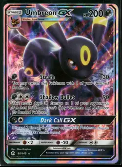 2017 Pokemon Sun & Moon Umbreon GX 80/149 Holo Rare English NM - Image 1