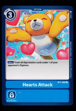 Hearts Attack BT1-099 Blue Digimon Card CCG Trading Card - Image 1