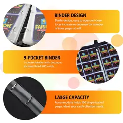 Trading Card Binder for TCG Cards, 9-Pocket Portable Card Collector Holds 900 - Image 5