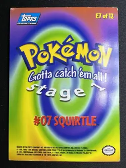 Squirtle #07 E7 of 12 Topps Pokemon Card Series 1 TV Animation 1999 - Image 2