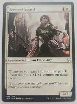 MTG Magic The Gathering Card Serene Steward Creature Human Cleric Ally White BFZ - Image 1