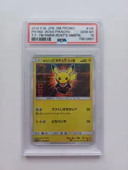 Pretend Boss Pikachu 196/SM-P Team Flare Rainbow Rockets Ambition Pokemon PSA 10 - Image 1