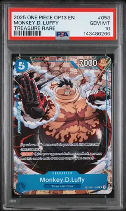 2025 ONE PIECE OP13 058 CARRYING ON HIS WILL MONKEY D LUFFY TREASURE RARE PSA 10 - Image 1