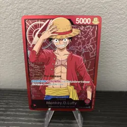 2022 One Piece ST01 Super Pre Release Monkey D. Luffy Leader Alternate Art - Image 1
