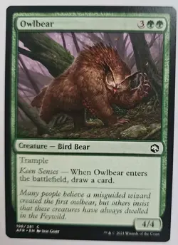 MTG Magic The Gathering Card Owlbear Creature Bird Bear Green AFR 2021 - Image 1
