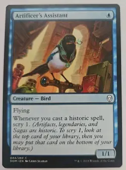 MTG Magic The Gathering Card Artificer's Assistant Creature Bird Blue Dominaria - Image 1