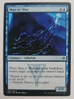MTG Magic The Gathering Card Man-o'-War Creature Jellyfish Blue Masters 25 2018 - Image 1