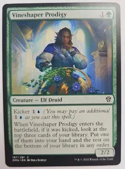 MTG Magic The Gathering Card Vineshaper Prodigy Creature Elf Druid Green DMU - Image 1