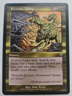 MTG Magic The Gathering Card Frenzied Tilling Sorcery Green Red Invasion - Image 1
