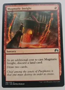 MTG Magic The Gathering Card Magmatic Insight Sorcery Red Magic Origins 2015 - Image 1