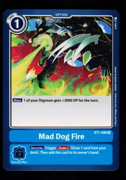 Mad Dog Fire BT1-096 Blue Digimon Card CCG Trading Card - Image 1