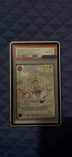 One Piece OP11 Monkey D. Luffy 3RD anniversary-GOLD PSA 10 JAP - Image 2