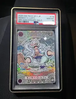 One Piece OP11 Monkey D. Luffy 3RD anniversary-GOLD PSA 10 JAP - Image 3