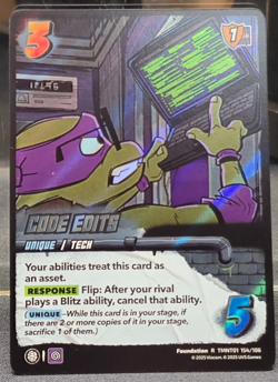 Code Edits 154/186 Foil Rare UniVersus TMNT Teenage Mutant Ninja Turtles NM Card - Image 1