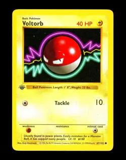 1999 Pokemon VOLTORB Base Set 1ST EDITION Shadowless INK DOT ERROR Card 67/102 - Image 1