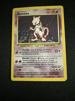 Pokemon Mewtwo Holo TCG Card Base Set, Original Rare, 010/102 - Image 1