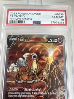 2023 POKEMON SWORD & SHIELD CROWN ZENITH #GG36 FULL ART/ENTEI V PSA 10 - Image 3