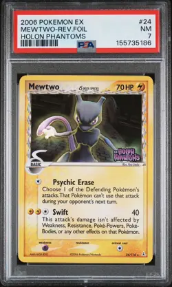 2006 Pokemon EX Holon Phantoms Mewtwo Delta Species Reverse Holo #24/110 PSA 7 - Image 1
