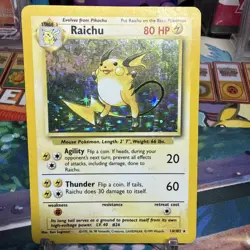 Pokemon TCG Raichu Base Set Holo Unlimited Rare Card 14/102 - Image 1