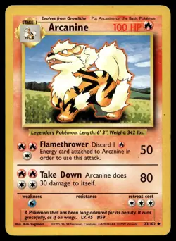 Arcanine 023/102 Pokemon Base Set Unlimited Non Holo (MP) - Image 1