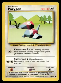 Porygon 039/102 Pokemon Base Set Unlimited Non Holo (MP) - Image 1