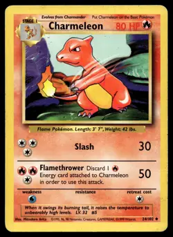 Charmeleon 024/102 Pokemon Base Set Unlimited Non Holo (MP) - Image 1