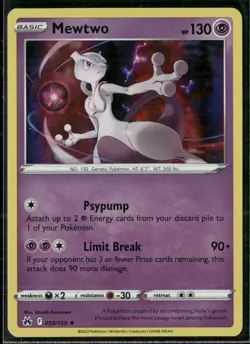Pokemon - Mewtwo 059/159 Holo Rare Crown Zenith NM - Image 1