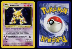 ALAKAZAM 1/102 HOLO HOLO RARE BASE SET UNLIMITED POKEMON MP - Image 3