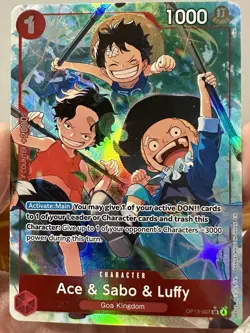 Ace & Sabo & Luffy OP13-007 SR Alt Art One Piece, Carrying On His Will NM - Image 1