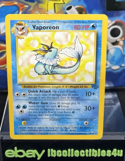 Pokemon Card Vaporeon 28/64 Non Holo Unlimited Jungle 1999 WOTC - LP - F/S - Image 1