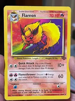 POKEMON FLAREON 19/64 RARE JUNGLE SET MP CARD SEE PICS - Image 1