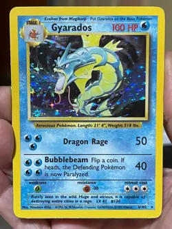 POKEMON GYARADOS 6/102 RARE HOLOFOIL BASE SET MP CARD SEE PICS - Image 1