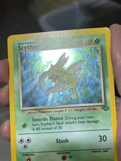 POKEMON SCYTHER 10/64 RARE HOLOFOIL JUNGLE SET MP CARD SEE PICS - Image 5