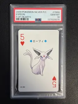 2000 POKEMON SILVER VERSION PLAYING CARDS 5 OF HEARTS #196A ESPEON PSA 10 - Image 3