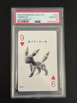 2000 POKEMON GOLD VERSION PLAYING CARDS 9 OF HEARTS #197 UMBREON PSA 10 - Image 3