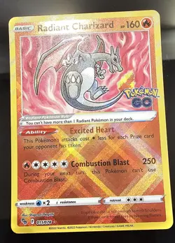 Radiant Charizard Radiant Rare Pokemon GO PGO Fire Holo 011/078 2022 NM - Image 1