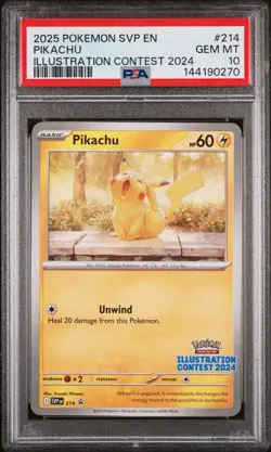 2025 POKEMON SVP EN-SV BLACK STAR PROMO ILLUSTRATION CONTEST 2024 PIKACHU PSA 10 - Image 1