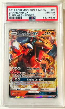 2017 POKEMON SUN & MOON BURNING SHADOWS #20 CHARIZARD GX PSA 10 - Image 1