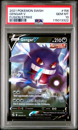 2021 POKEMON SWORD & SHIELD FUSION STRIKE #156 GENGAR V PSA 10 - Image 1