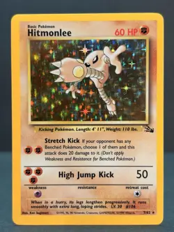 Hitmonlee 7/62 Unlimited Holo Rare - Pokemon Fossil Set LP - Image 1