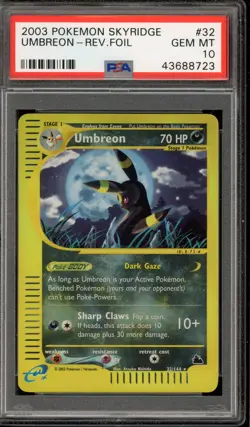 Pokemon Umbreon Skyridge Reverse Holo Rare #32 PSA 10 Gem Mint - Image 1