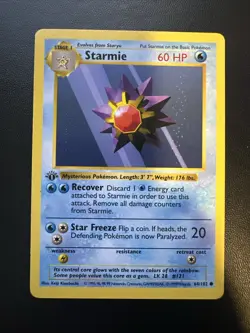 Starmie 64/102 1st Edition Common Base Set Shadowless Pokemon English LP/MP - Image 1