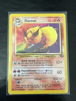 1999 Pokemon WOTC Flareon 19/64 Jungle Set Non Holo Rare - NM - Image 1