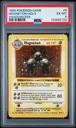 1999 POKEMON BASE SET SHADOWLESS #9 MAGNETON-HOLO PSA 6 - Image 1