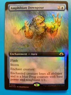 MTG 1x EXTENDED ART FOIL Amphibian Downpour # 449 Modern Horizons 3 Magic x1 NM - Image 1