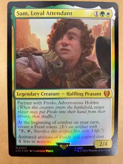 MTG 1x FOIL Sam, Loyal Attendant # 7 Lord of the Rings Magic the Gathering x1 NM - Image 1